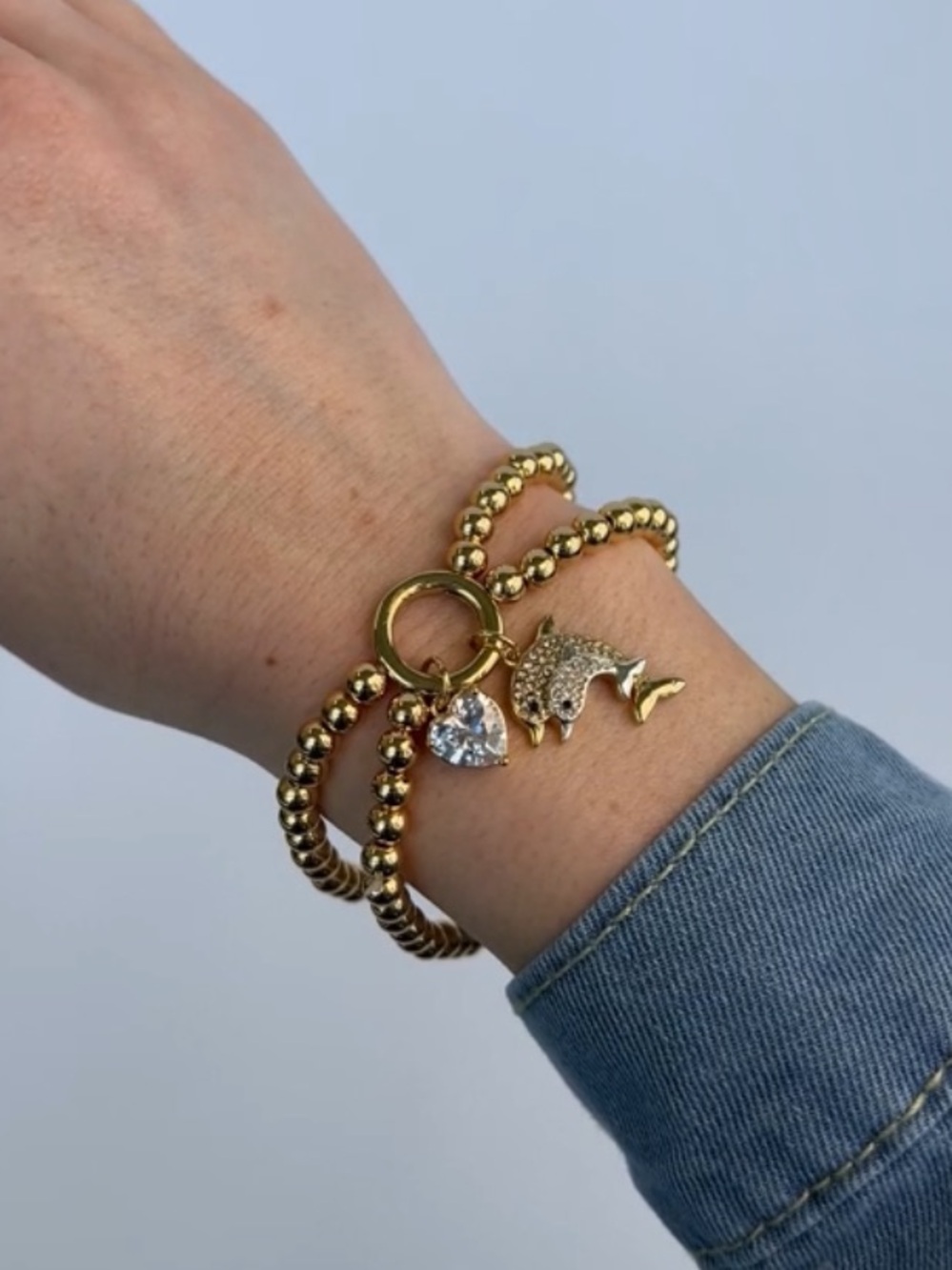 Alex and Ani Dolphin Double Stretch Bracelet-Gold MSRP $38